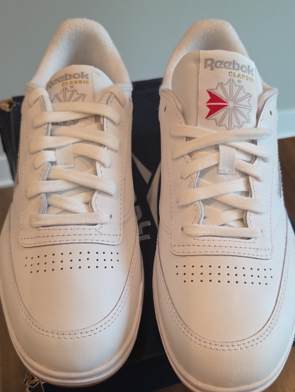 NIB Reebok White Sneakers with Red Accent